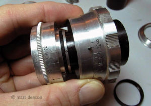 Industar Relubing - aperture ring exposed